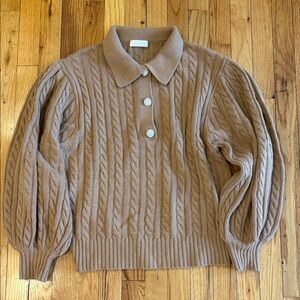 Ronny Kobo Collection Cable Knit Brown Sweater